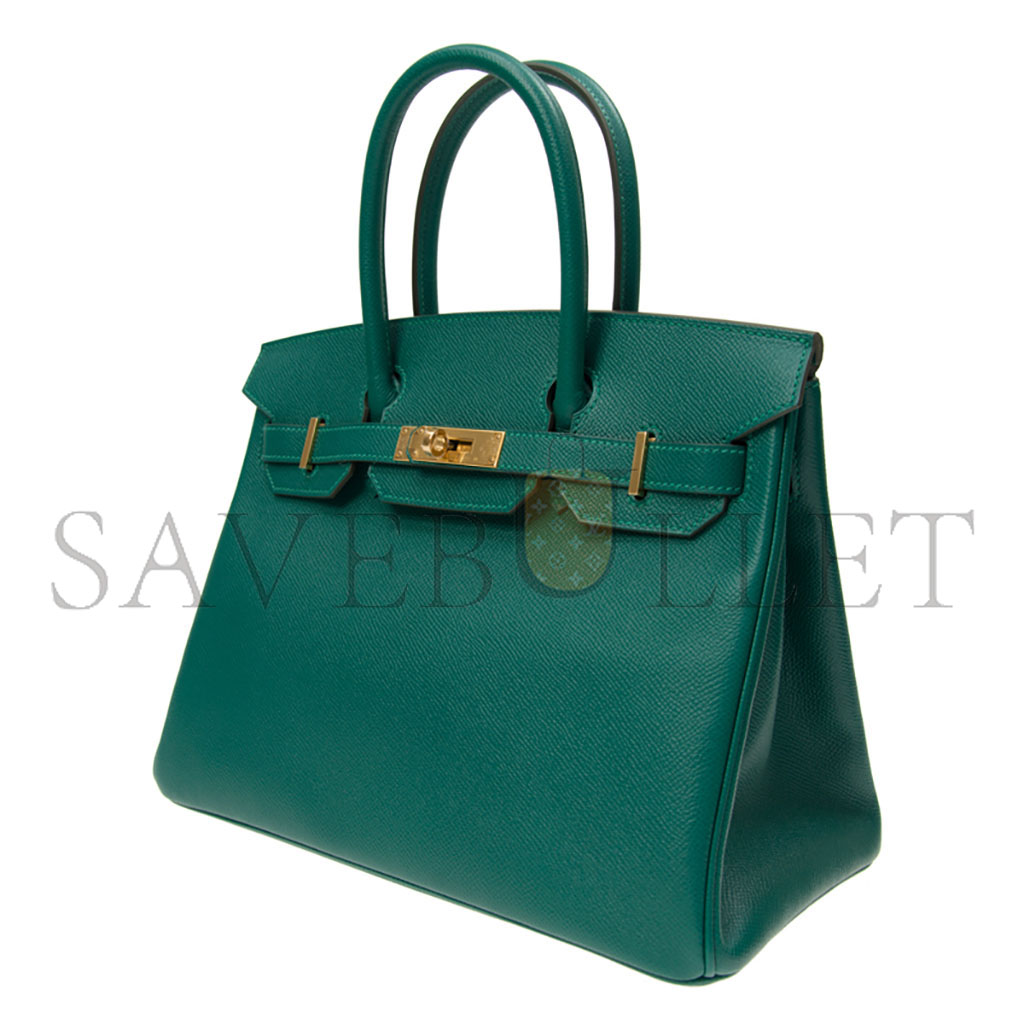 HERMES MASTER BIRKIN 30 EPSOM LEATHER PEACOCK GREEN GOLD BUCKLE BAG H028369CCZ6 (30*23*15cm)